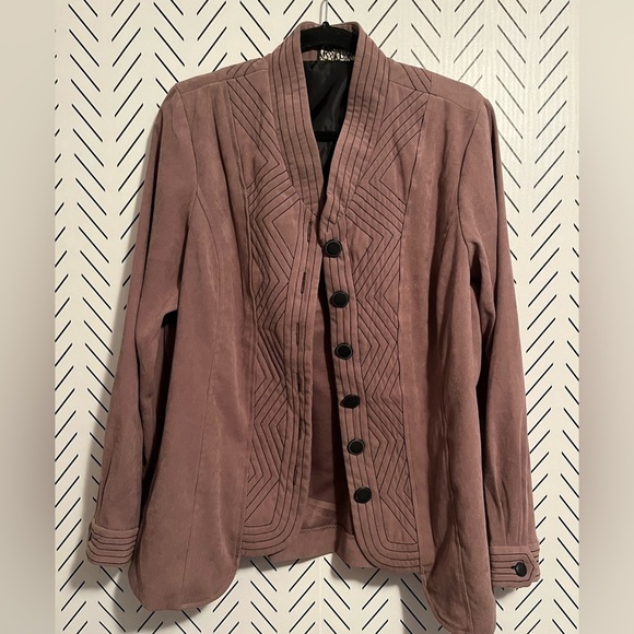 Brown Long Sleeve Button Up Embroidered Bob Mackie Wearable Art Jacket - Picture 2 of 13